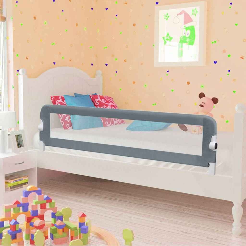 vidaXL Barra segur. cama infantil 102x42cm poliéster cinza-acastanhado
